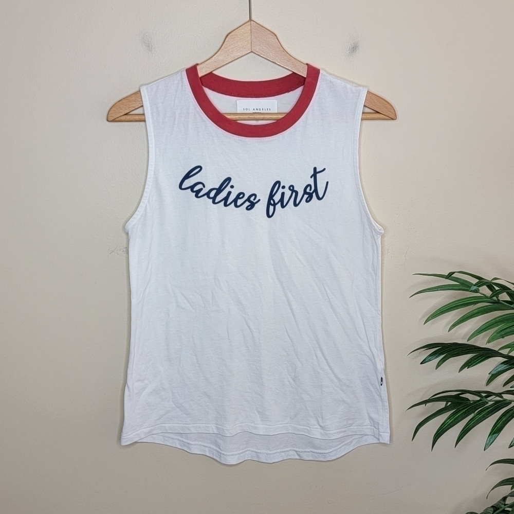 Sol Angeles White Red Navy Ladies First Graphic Ringer Tank Top Size XS